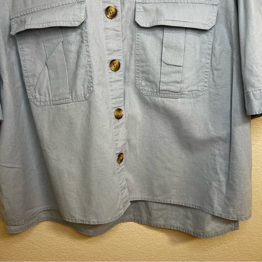 dip brand, size 2x, light blue linen / cotton shirt - Picture 4 of 10